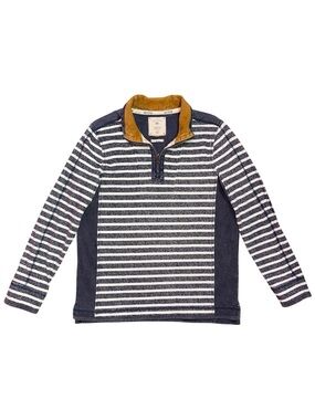 FatFace Airlie Quarter-Zip Sweatshirt Men’s Medium Blue White Breton Issue #088